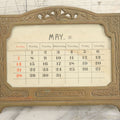 Lot 009 - Antique Art Nouveau Cast Metal Perpetual Calendar, "Tempus Fugit" ("Time Flies"), From Virgil Poem Georgics, With Complete Set Of Cardstock Inserts