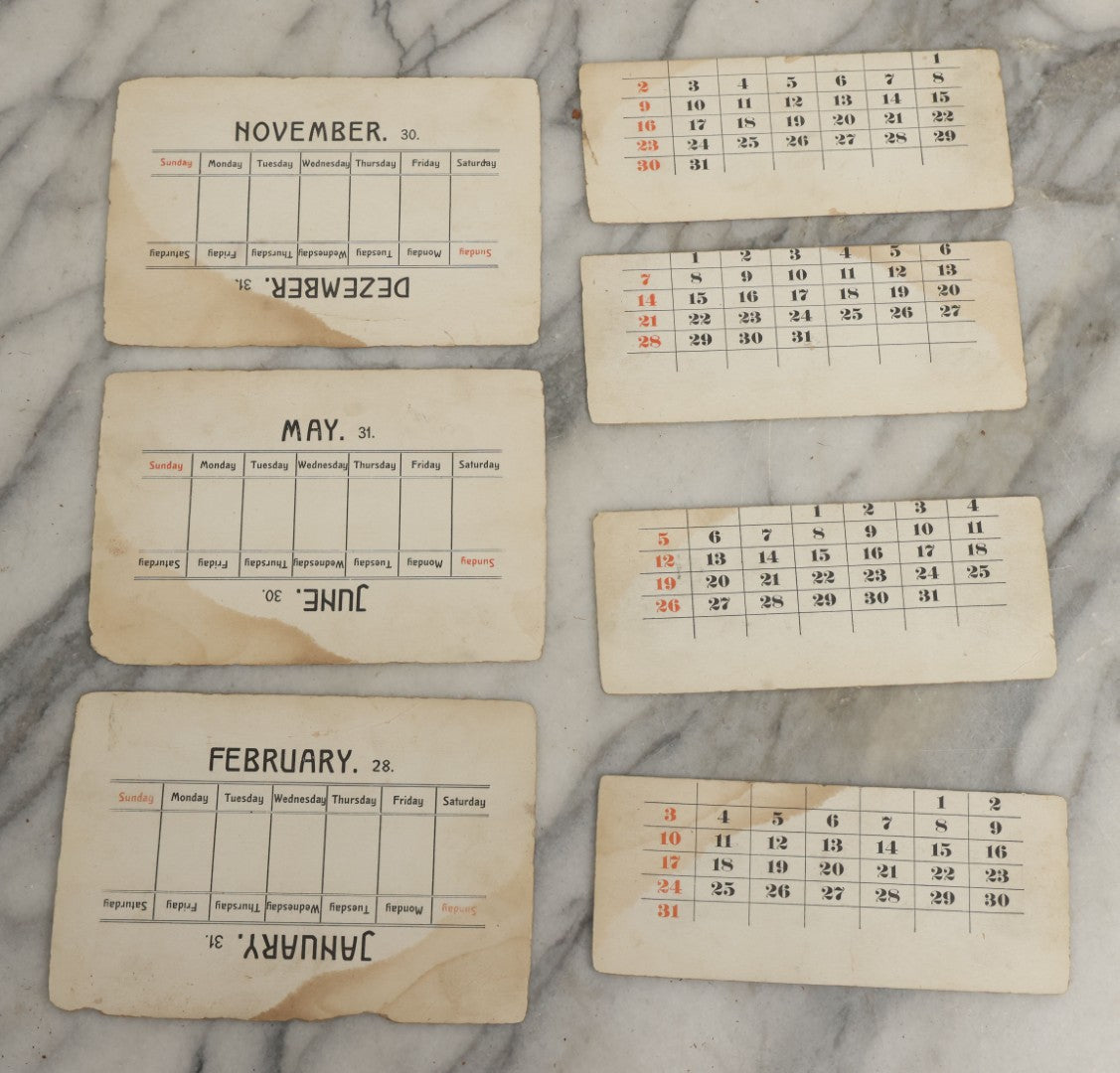 Lot 009 - Antique Art Nouveau Cast Metal Perpetual Calendar, "Tempus Fugit" ("Time Flies"), From Virgil Poem Georgics, With Complete Set Of Cardstock Inserts