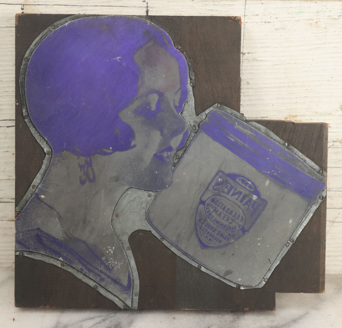 Lot 010 - Vintage Advertising Photographic Print Block For Paine's Foundation Vanishing Cream, By The Paine Drug Co., Rochester, New York