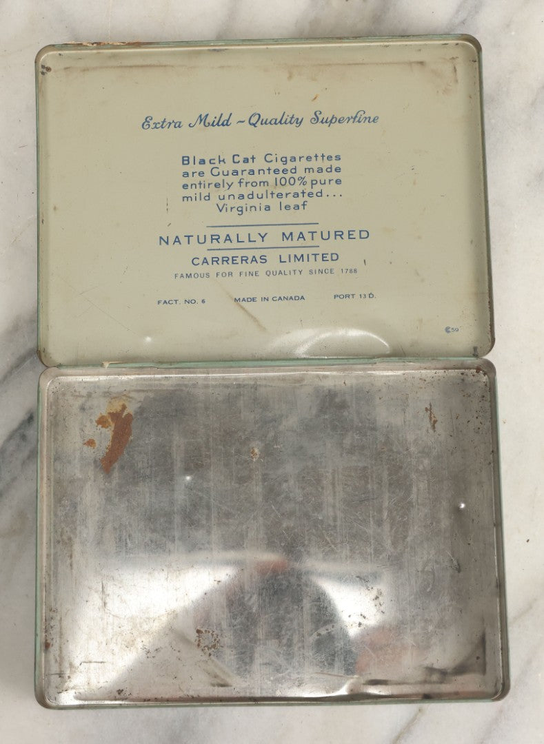Lot 012 - Vintage Black Cat Virginia Cigarettes Tin, "Mild Quality, Superfine," Made In Canada