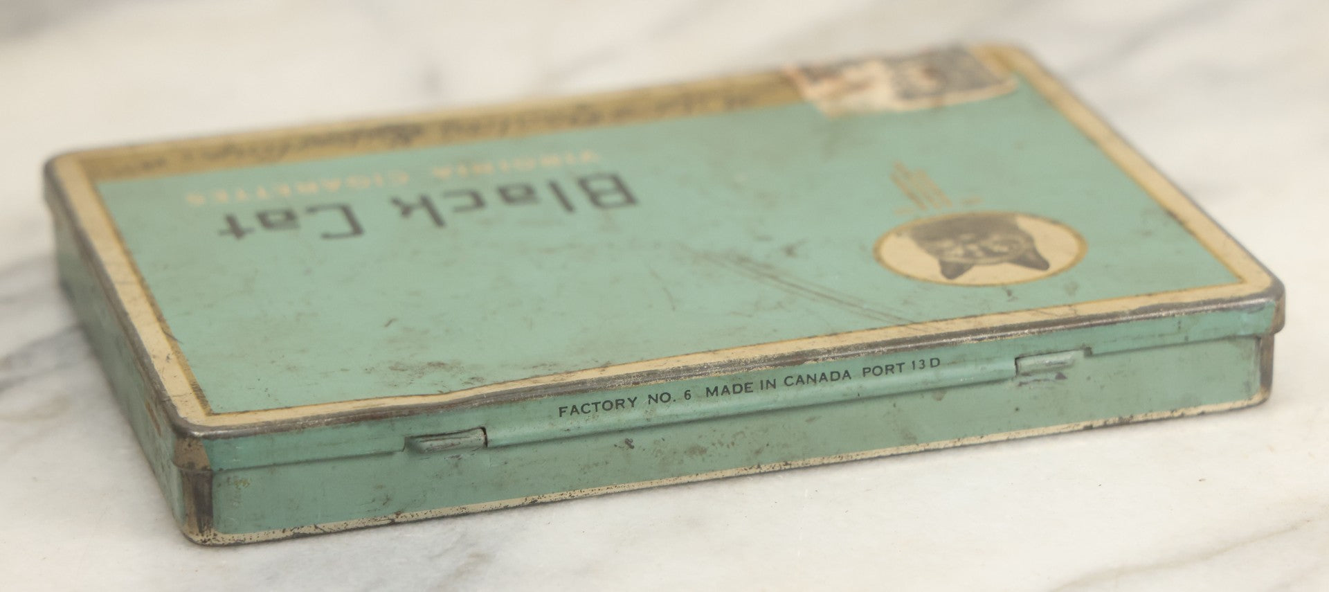 Lot 012 - Vintage Black Cat Virginia Cigarettes Tin, "Mild Quality, Superfine," Made In Canada