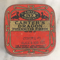Lot 013 - Antique Carter's Dragon Typewriter Ribbon Tin Lithograph Advertising Tin, By Carter Inx Products, With Dragon Motif