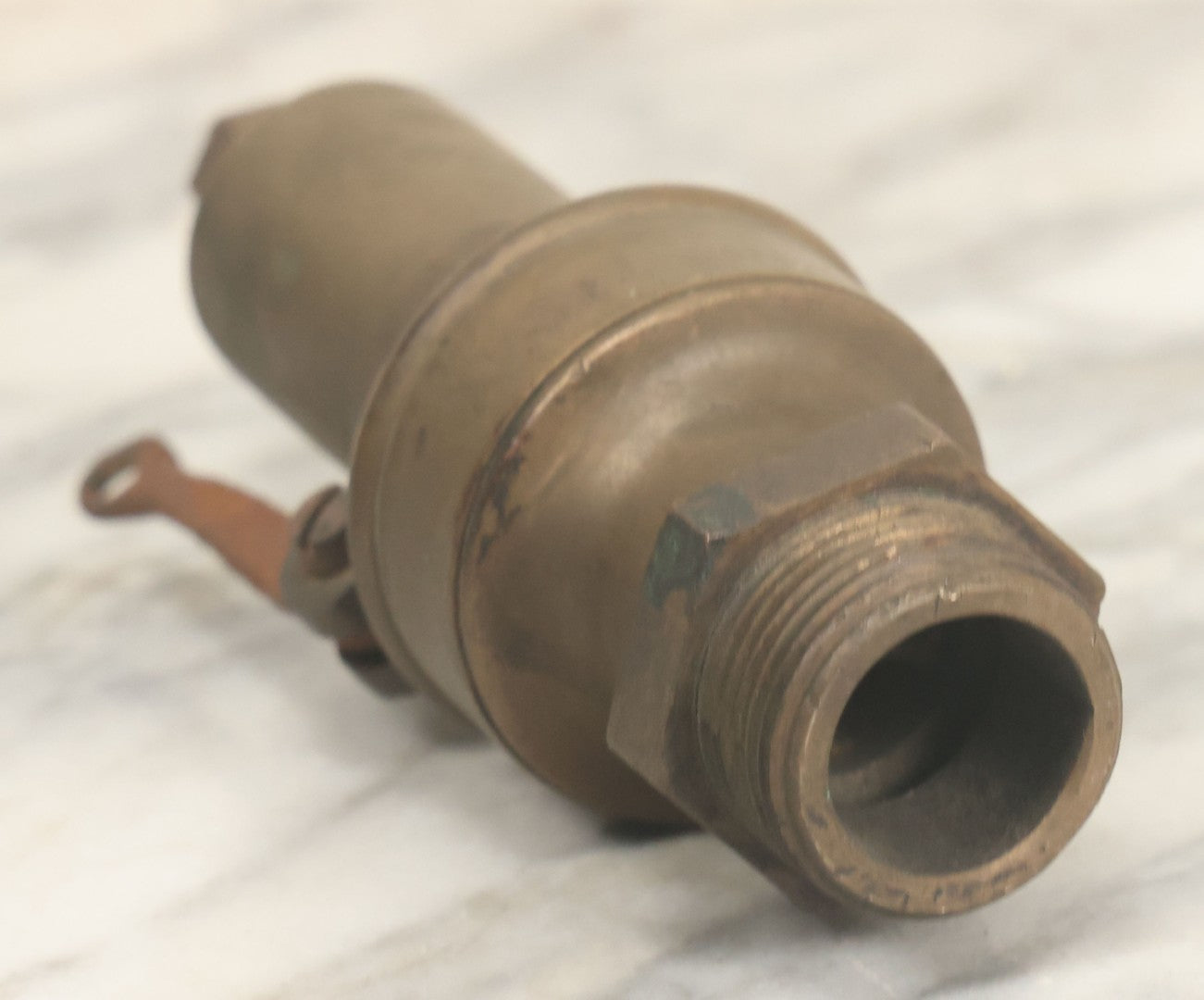 Lot 020 - Antique Brass Industrial Steam Whistle Fragment, By J.E. Lonergan & Co., Manufacturers, Philadelphia, After Lynde's Patent