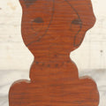 Lot 025 - Vintage Folk Art Wood Cut Door Stop, Boston Terrier Drawn On With Pen And Ink