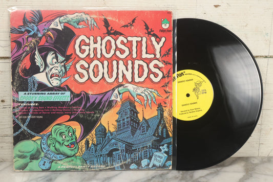 Lot 032 - Vintage "Ghostly Sounds" 12" 33 R.P.M. Vinyl Horror Spooky Sound Effects Record, Peter Pan Records & Ambassador Record Corp.