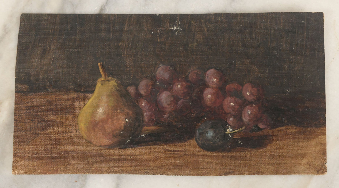 Lot 044 - Grouping Of Four Antique Paintings On Canvas And Paper Including Vase, Still Life, Little Child, Approximately 5" x 7" (Grouping I)
