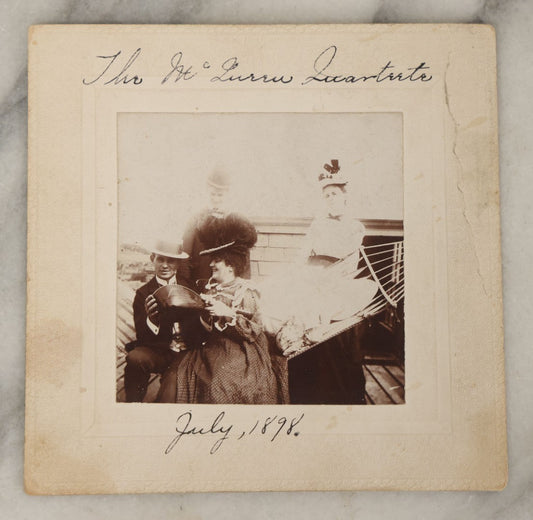 Lot 051 - Antique Boarded Photograph Of The McLurran Quartet, Mandolin In Photograph, Dated July 1898