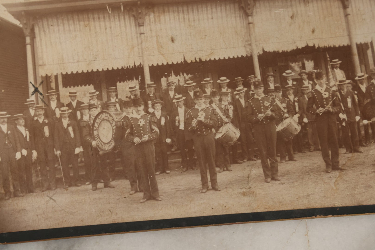 Lot 052 - Antique Cabinet Card Photograph Of The Manchester Drum Corps, Manchester, Connecticut