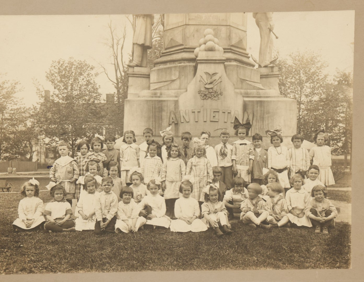 Lot 062 - Grouping Of Three Antique Boarded Photographs Of School Classes Including Miss Coleman's Kindergarten Class Taken May, 1914 On A Field Trip To The Antietam Battlefield Civil War Memorial, And Photos From 1915 And 1916