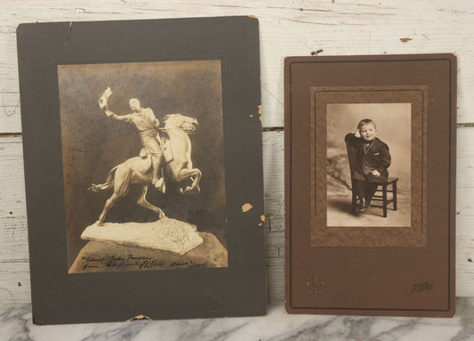 Lot 067 - Pair Of Antique Photographs Relating To The Pender Family, Including Statue Of Teddy Roosevelt Gifted To Colonel John Pender, And A Photograph Of Young Wyman Pender Boynton