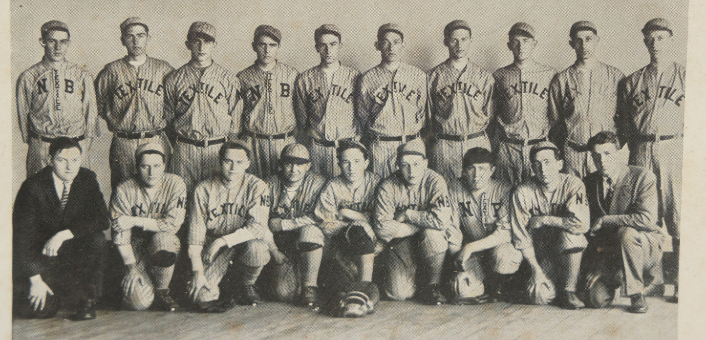 Lot 069 - Antique Framed Photograph Of A Baseball Team With Jerseys Marked "N.B. Textile" Likely Referring To New Bedford, Massachusetts, 7-3/4" x 5-7/8"