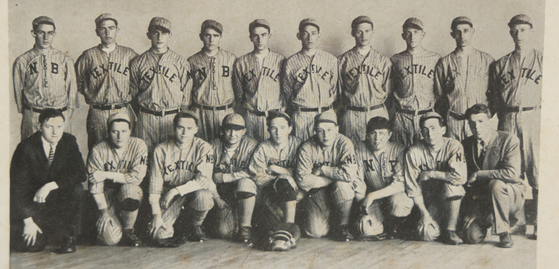 Lot 069 - Antique Framed Photograph Of A Baseball Team With Jerseys Marked "N.B. Textile" Likely Referring To New Bedford, Massachusetts, 7-3/4" x 5-7/8"