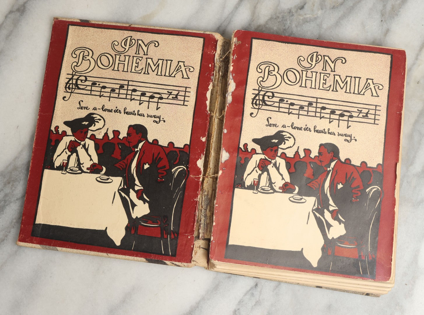 Lot 076 - "In Bohemia" Antique Poetry Book By James Clarence Harvey, Illustrated By Mucha, Myer, Outcault, And Others, H.M. Caldwell Co., Boston & New York, Circa 1910, Note Poor Binding Condition