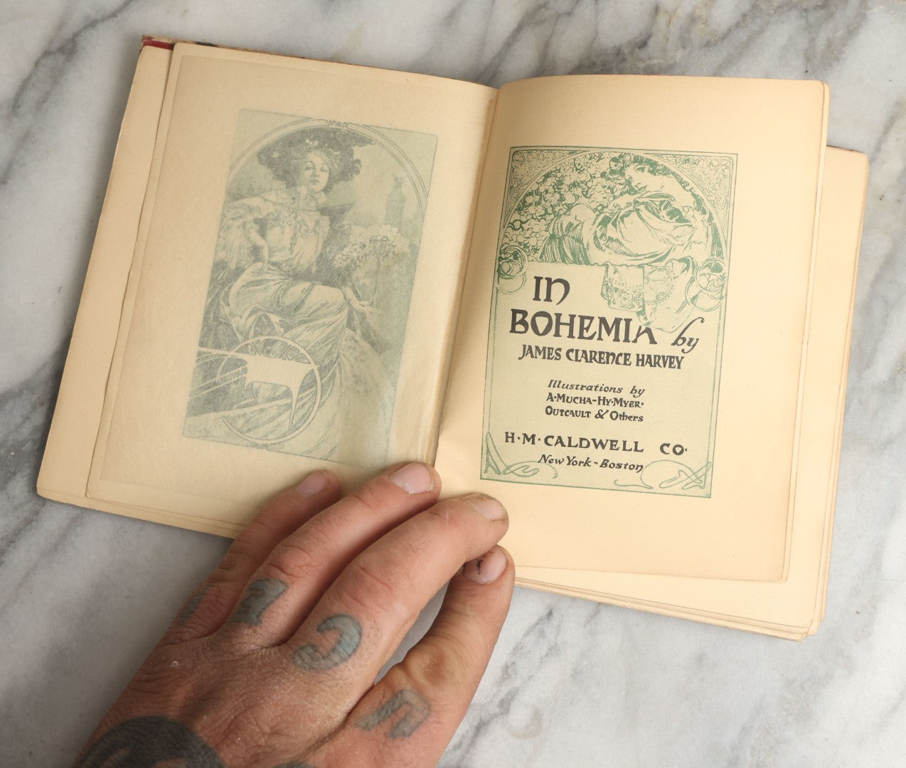 Lot 076 - "In Bohemia" Antique Poetry Book By James Clarence Harvey, Illustrated By Mucha, Myer, Outcault, And Others, H.M. Caldwell Co., Boston & New York, Circa 1910, Note Poor Binding Condition