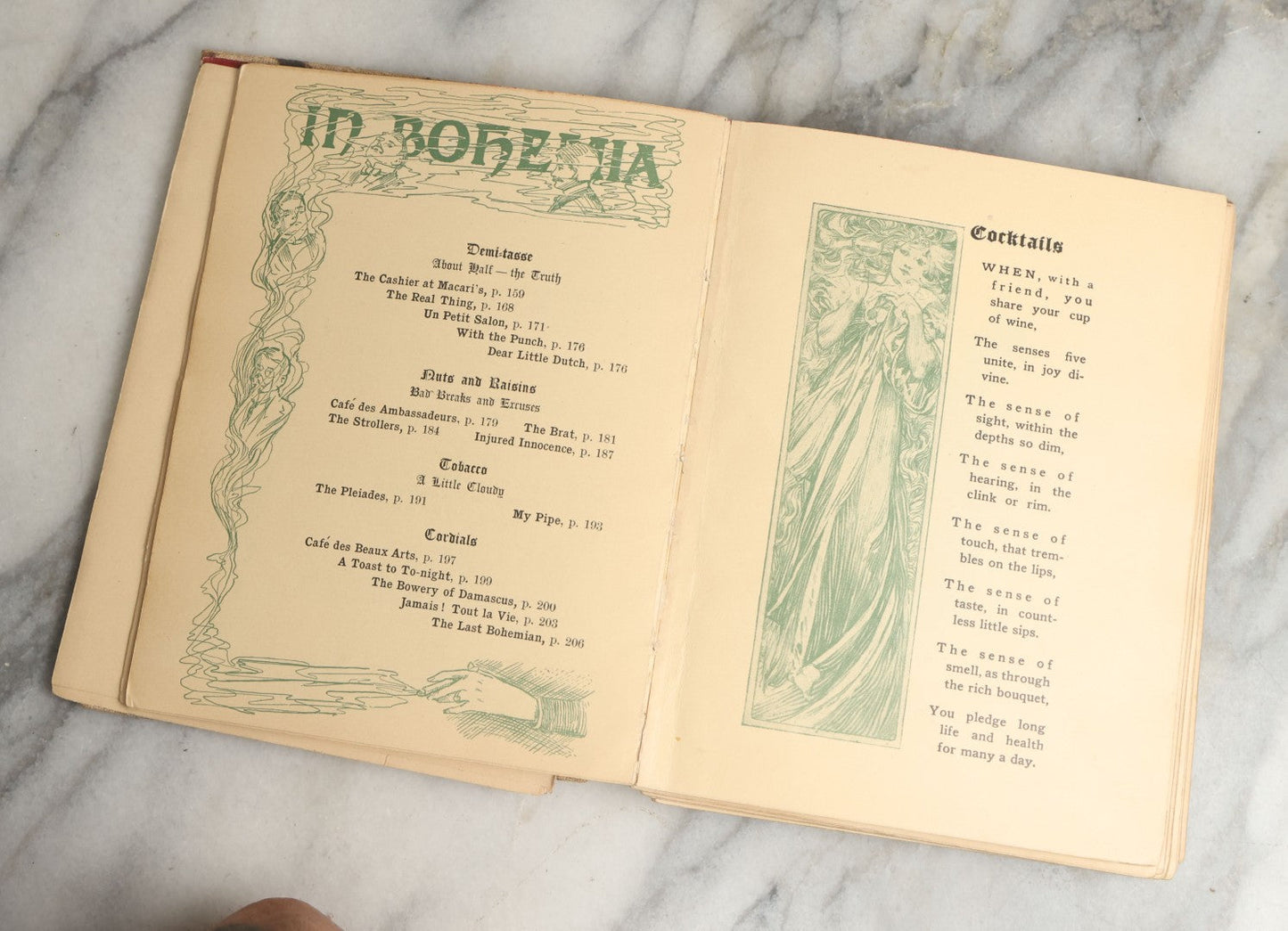 Lot 076 - "In Bohemia" Antique Poetry Book By James Clarence Harvey, Illustrated By Mucha, Myer, Outcault, And Others, H.M. Caldwell Co., Boston & New York, Circa 1910, Note Poor Binding Condition