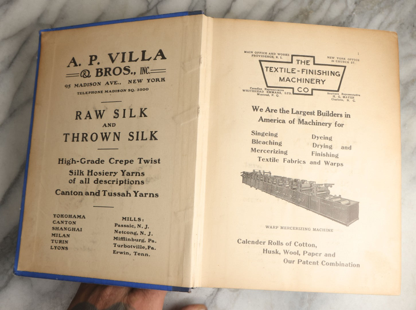 Lot 080 - "Davison's Textile Blue Book, 37th Annual, 1924" By Davison Publishing Co., New York, With A Directory And Advertising For Many Textile Companies Of The Time