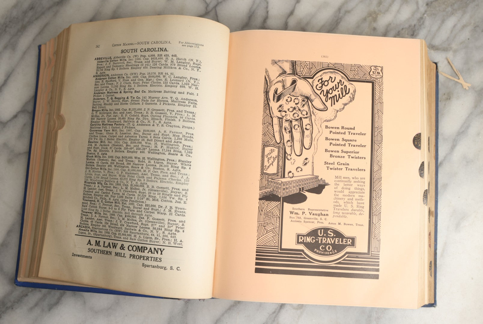 Lot 080 - "Davison's Textile Blue Book, 37th Annual, 1924" By Davison Publishing Co., New York, With A Directory And Advertising For Many Textile Companies Of The Time
