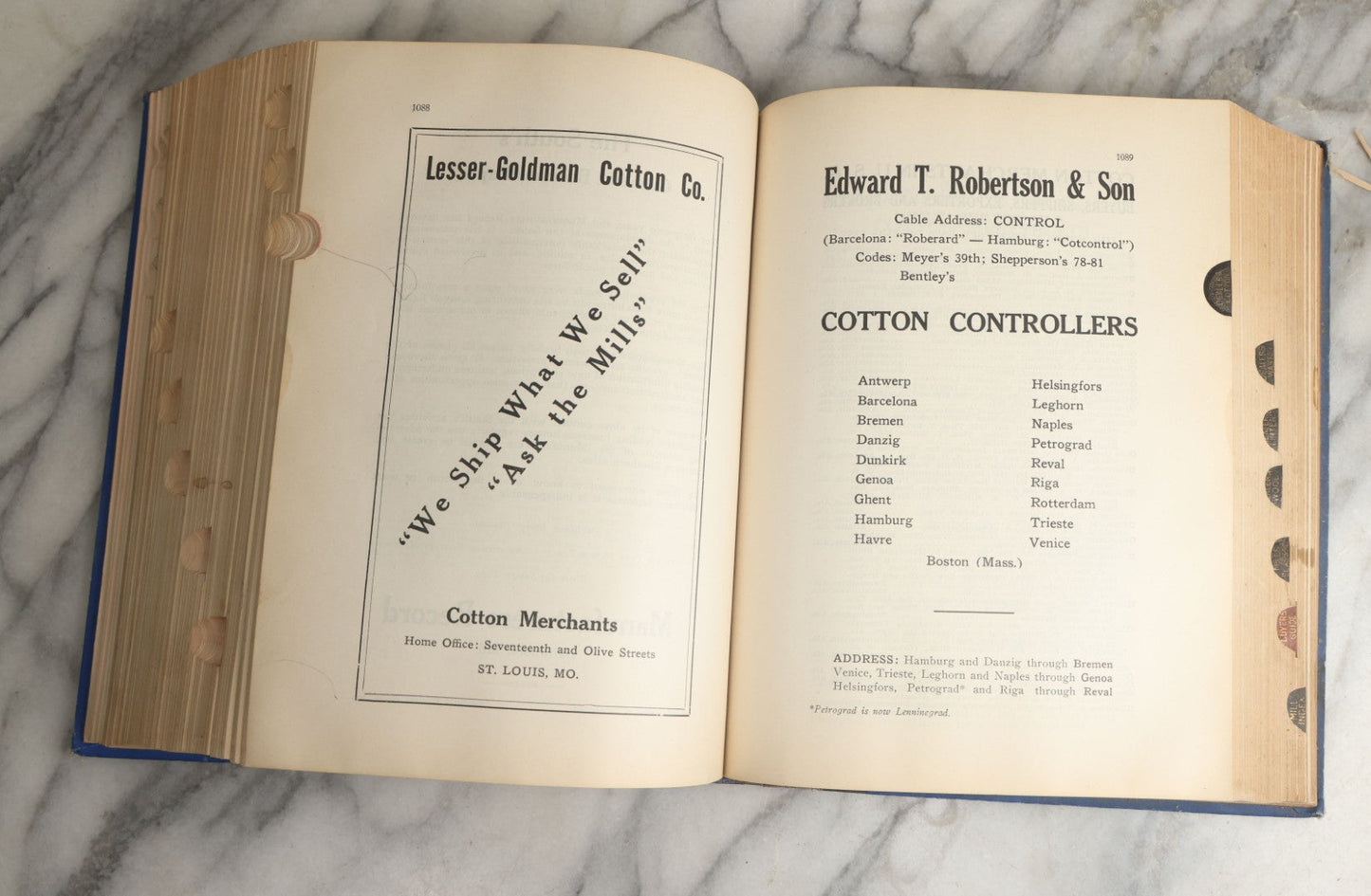 Lot 080 - "Davison's Textile Blue Book, 37th Annual, 1924" By Davison Publishing Co., New York, With A Directory And Advertising For Many Textile Companies Of The Time