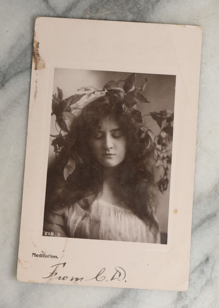 Lot 082 - Grouping Of Ten Antique And Vintage Photographic Postcards Of Women Including Gypsy Woman, Woman In Mask, "Are You Game," Etc., (Grouping B)