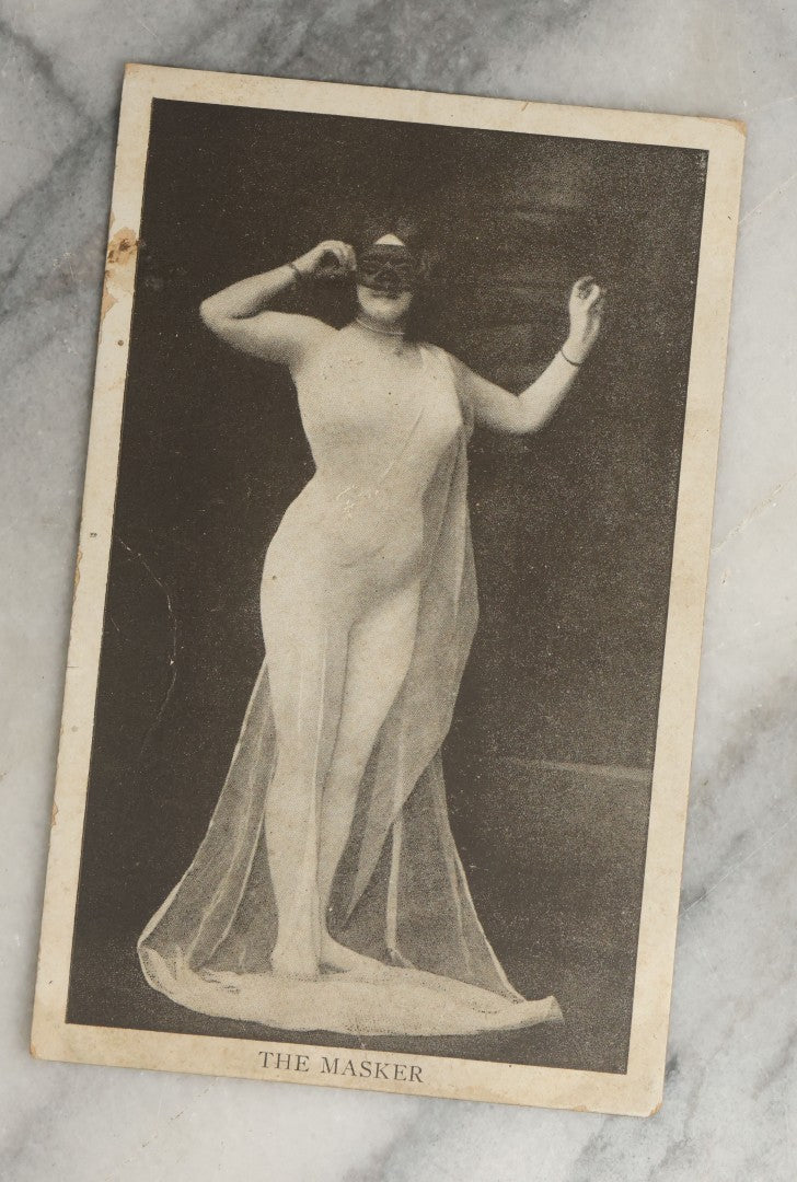 Lot 082 - Grouping Of Ten Antique And Vintage Photographic Postcards Of Women Including Gypsy Woman, Woman In Mask, "Are You Game," Etc., (Grouping B)