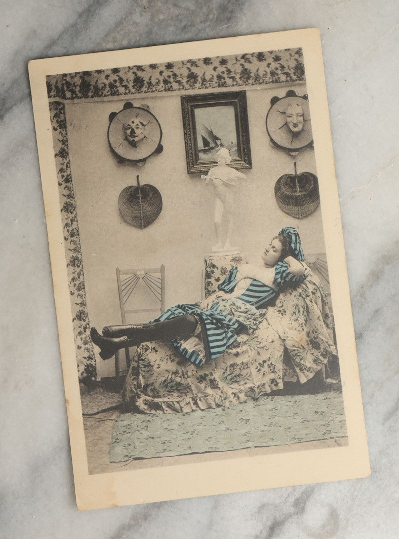Lot 082 - Grouping Of Ten Antique And Vintage Photographic Postcards Of Women Including Gypsy Woman, Woman In Mask, "Are You Game," Etc., (Grouping B)
