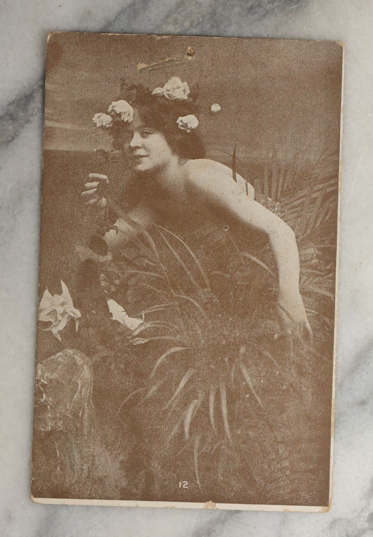 Lot 083 - Grouping Of Ten Antique And Vintage Photographic Postcards Of Women Including Cards With Green Tint, Girl With Flower In Her Hair, Etc., (Grouping C)