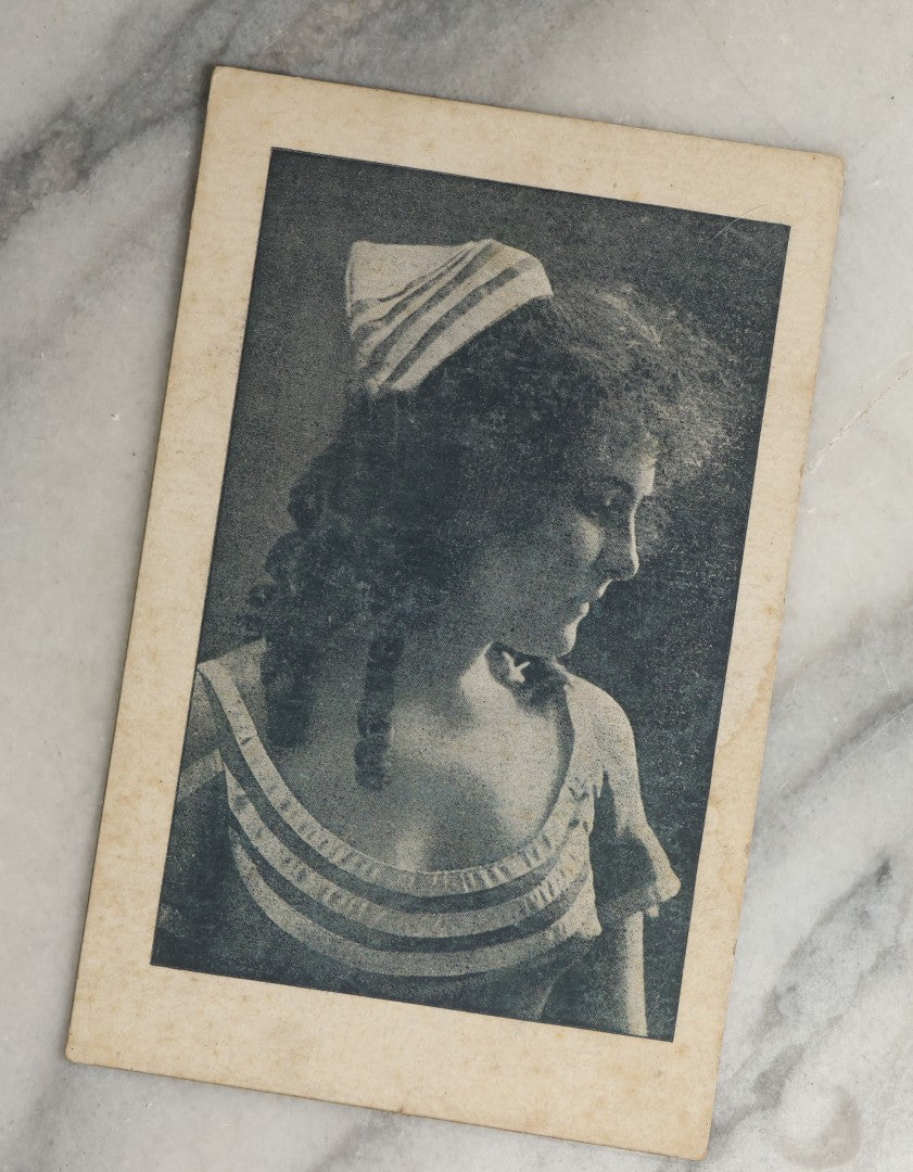 Lot 084 - Grouping Of Ten Antique And Vintage Photographic Postcards Of Women Including Woman In Garbage Pail Hat, French Beauty, "Hurry And Join Me," Etc., (Grouping D)