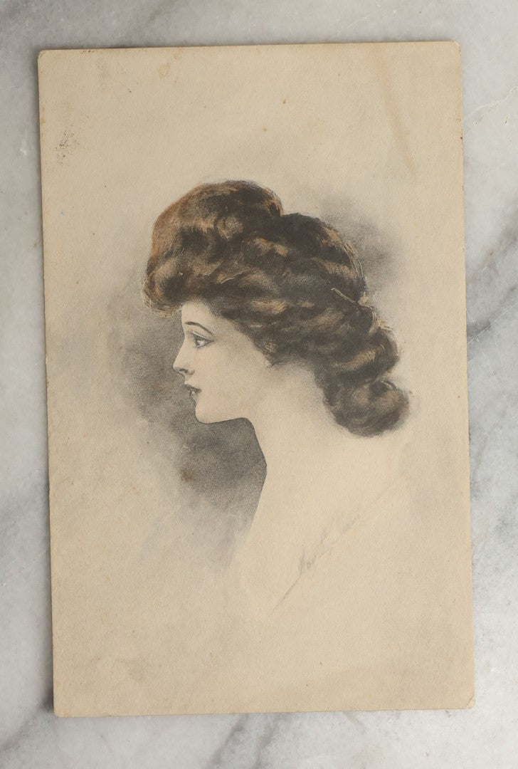 Lot 088 - Grouping Of Ten Antique And Vintage Illustrated Postcards Of Women Including Woman With Glitter, Harrison Fisher Girl, Slumberland, Etc., (Grouping H)