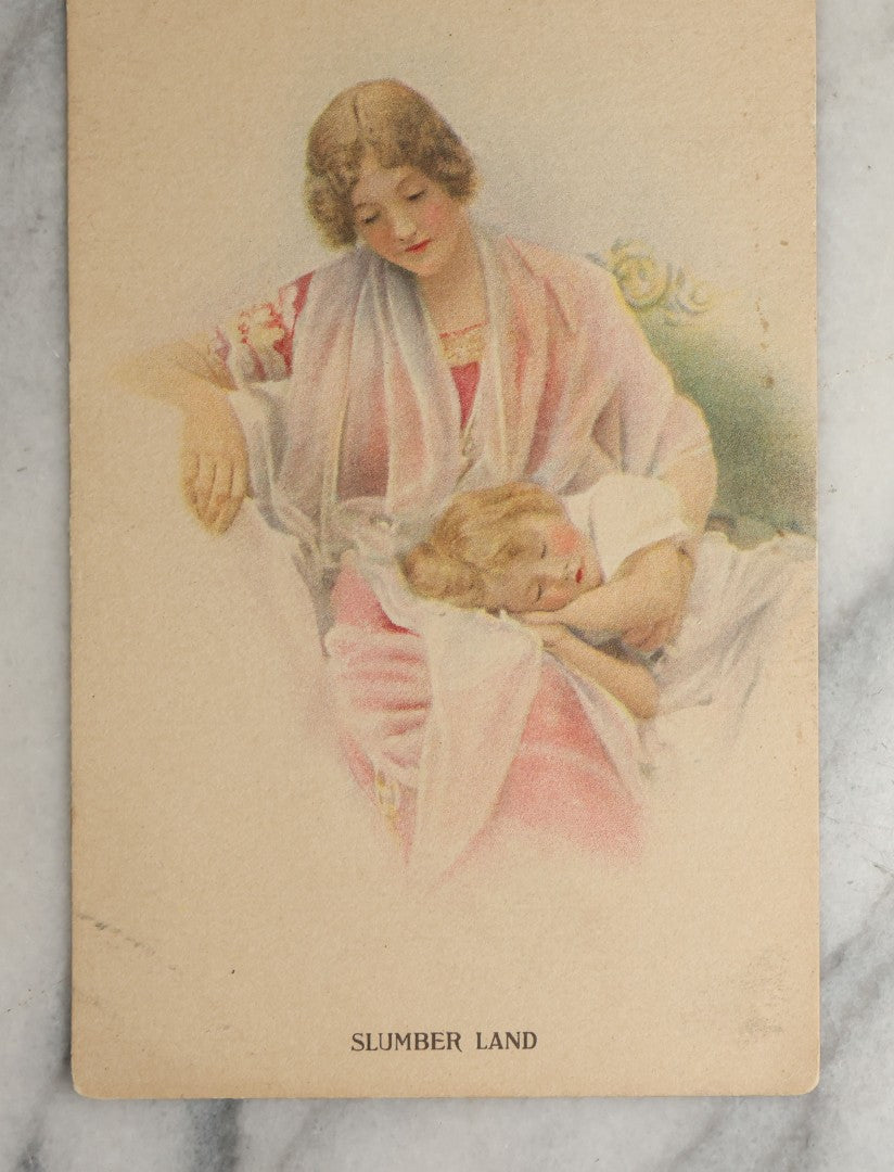 Lot 088 - Grouping Of Ten Antique And Vintage Illustrated Postcards Of Women Including Woman With Glitter, Harrison Fisher Girl, Slumberland, Etc., (Grouping H)
