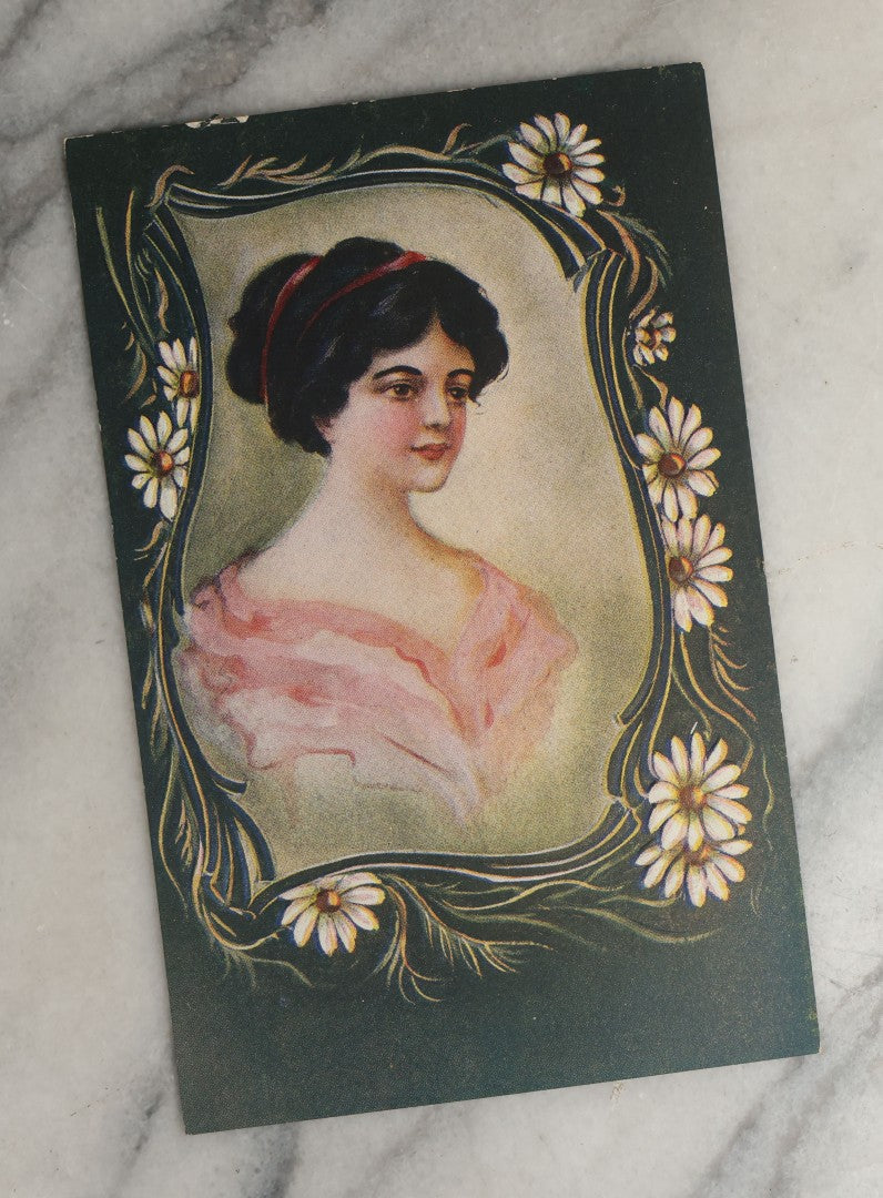 Lot 088 - Grouping Of Ten Antique And Vintage Illustrated Postcards Of Women Including Woman With Glitter, Harrison Fisher Girl, Slumberland, Etc., (Grouping H)