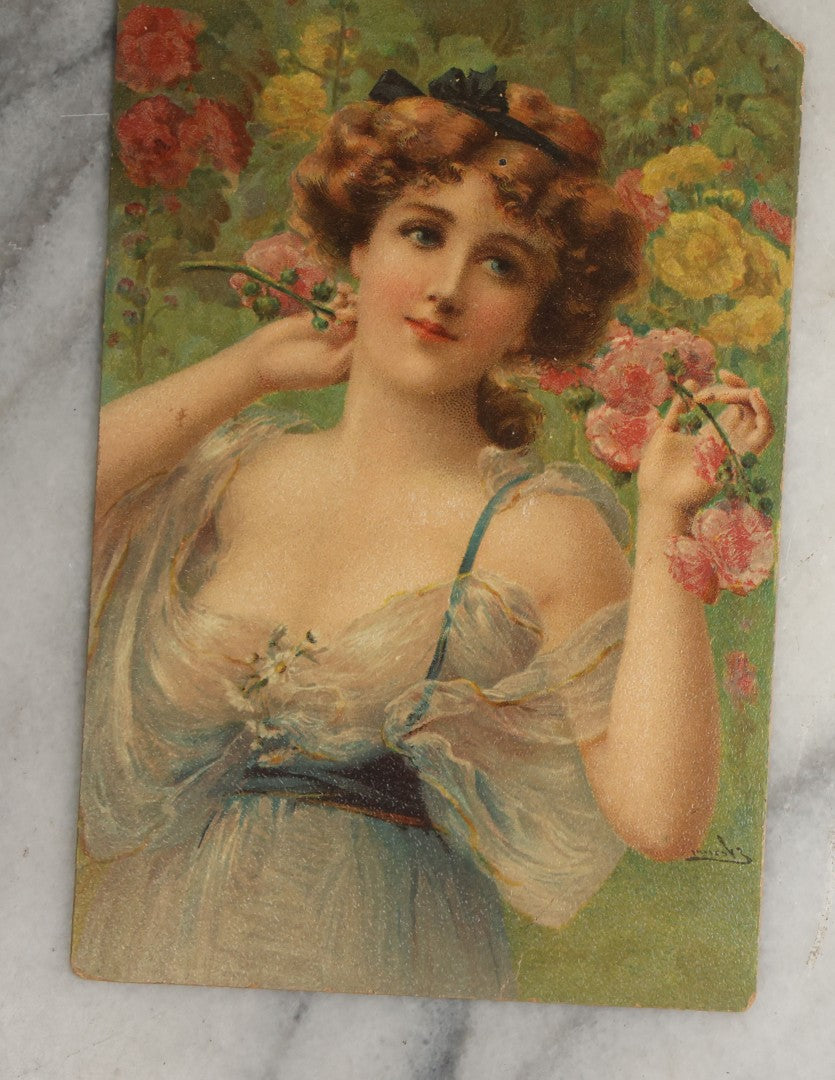 Lot 088 - Grouping Of Ten Antique And Vintage Illustrated Postcards Of Women Including Woman With Glitter, Harrison Fisher Girl, Slumberland, Etc., (Grouping H)