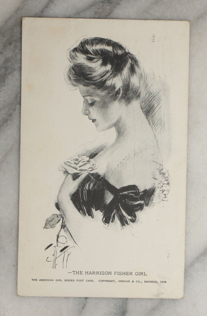 Lot 088 - Grouping Of Ten Antique And Vintage Illustrated Postcards Of Women Including Woman With Glitter, Harrison Fisher Girl, Slumberland, Etc., (Grouping H)