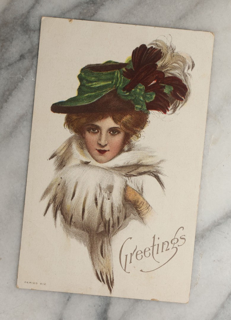 Lot 088 - Grouping Of Ten Antique And Vintage Illustrated Postcards Of Women Including Woman With Glitter, Harrison Fisher Girl, Slumberland, Etc., (Grouping H)