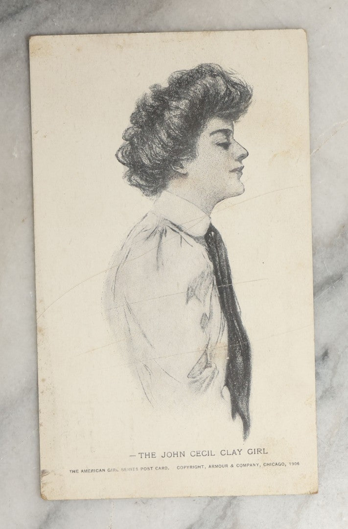 Lot 089 - Grouping Of Ten Antique And Vintage Illustrated Postcards Of Women Including Graduate, Girl With Birds, John Cecil Clay Girl, Etc., (Grouping I)