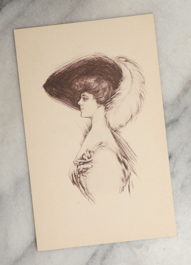 Lot 089 - Grouping Of Ten Antique And Vintage Illustrated Postcards Of Women Including Graduate, Girl With Birds, John Cecil Clay Girl, Etc., (Grouping I)