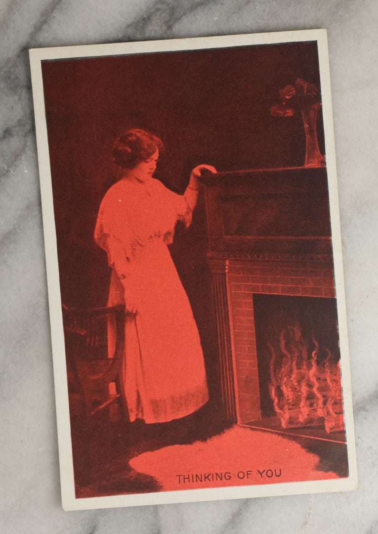 Lot 090 - Grouping Of Ten Antique And Vintage Illustrated Postcards Of Women Including "Anticipation", "With Best Wishes", Embossed "Ready For Water" Card, Etc., (Grouping J)