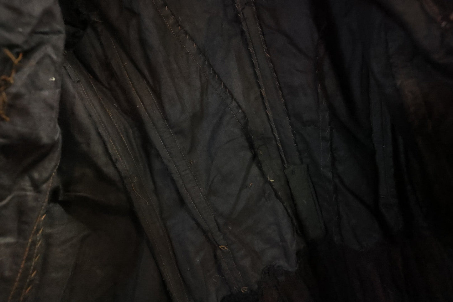 Lot 001 - Three Piece Antique Victorian Mourning Black Lace Ensemble Including Gown, Shawl, And Skirt Topper