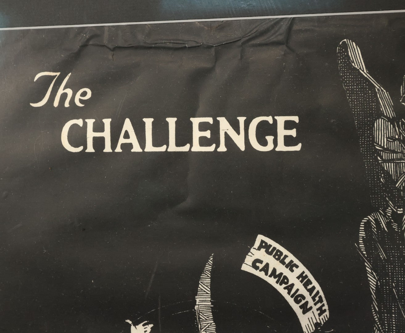 Lot 003 - Antique World War One American Red Cross Propaganda Poster, "The Challenge, Join The Crusade," With Angel Of Death Motif, Third Red Cross Roll Call, Professionally Framed