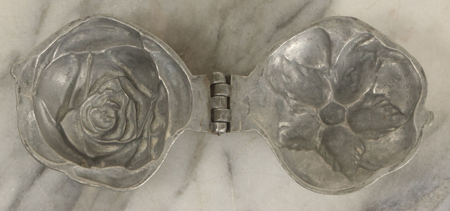 Lot 134 - Vintage Pewter Ice Cream Chocolate Candy Mold, Rose Flower, By Eppelsheimer , E. & Co., New York