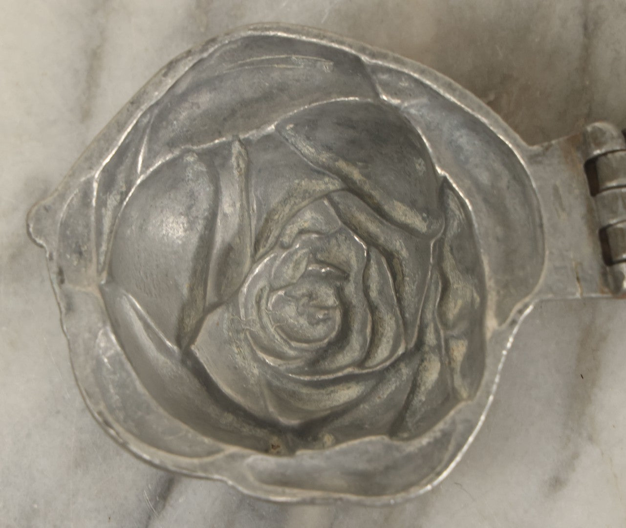 Lot 134 - Vintage Pewter Ice Cream Chocolate Candy Mold, Rose Flower, By Eppelsheimer , E. & Co., New York