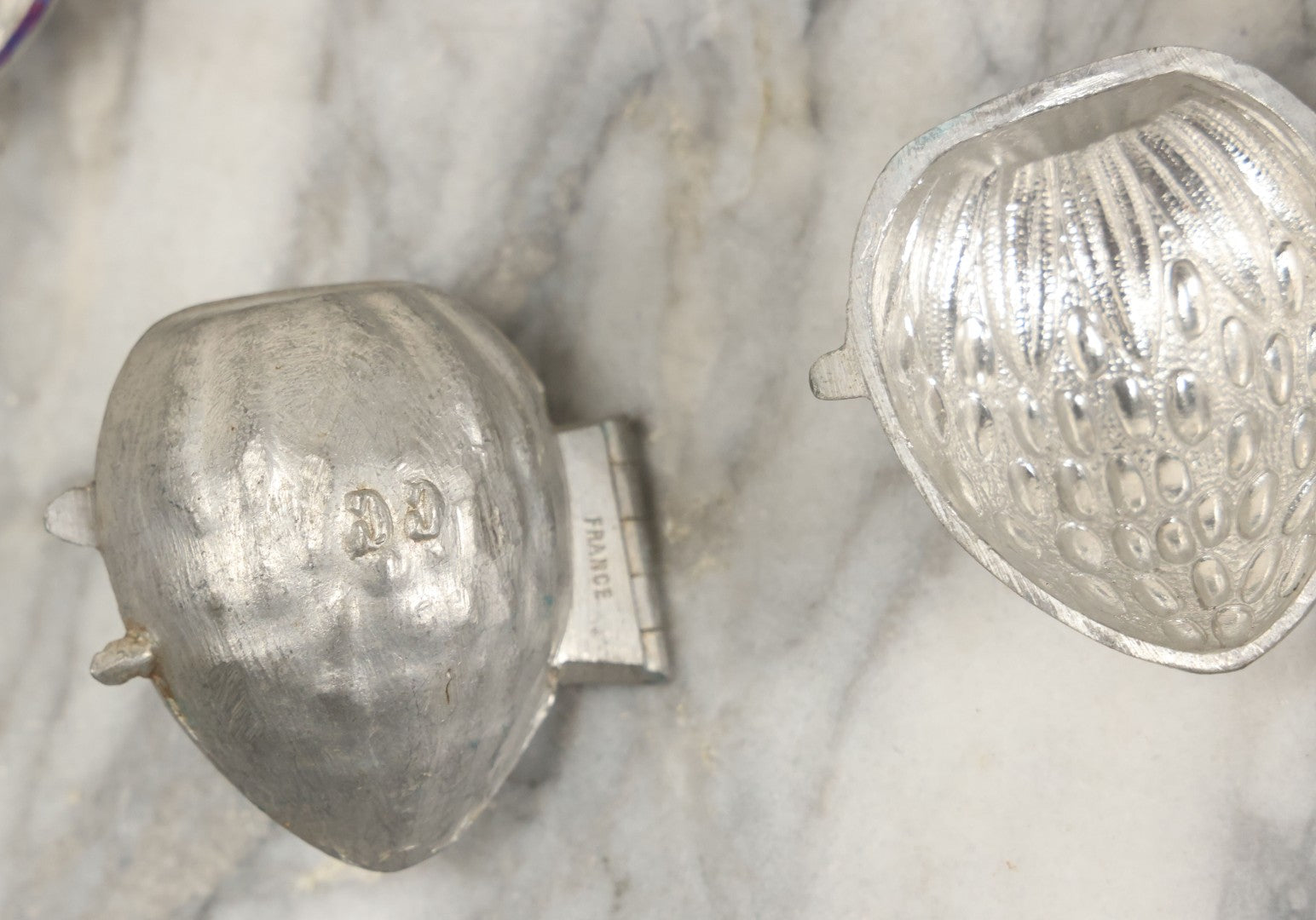 Lot 137 - Grouping Of Four Vintage Cast Aluminum Ice Cream Chocolate Candy Molds, Strawberry Shapes, Marked France