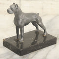 Lot 143 - Vintage Cast Pewter Boxer Dog Statue On Marble Base, With Paper Label Marked Peltro, Lavorato, Amano, Italian