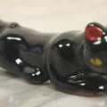 Lot 144 - Vintage Redware Crawling Panther Style Kitty Black Cat Statue, Made In Japan
