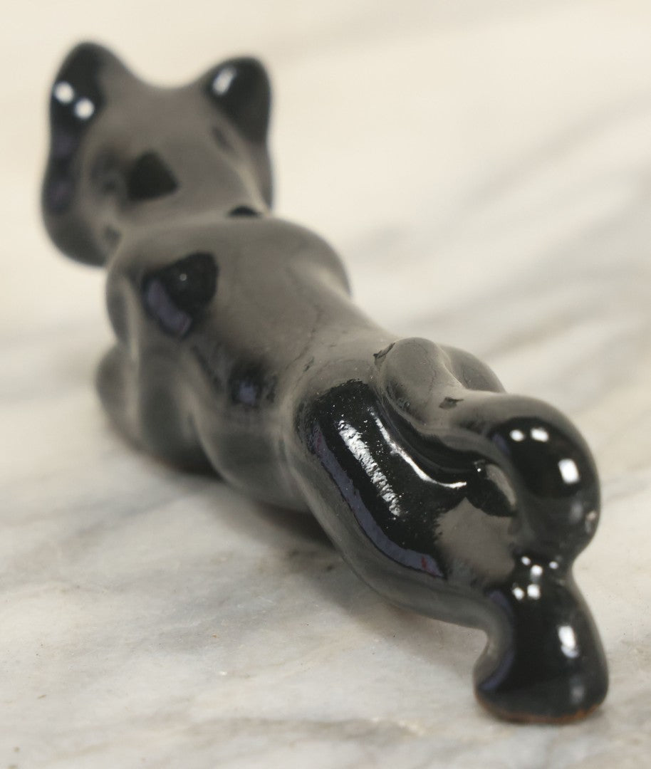 Lot 144 - Vintage Redware Crawling Panther Style Kitty Black Cat Statue, Made In Japan