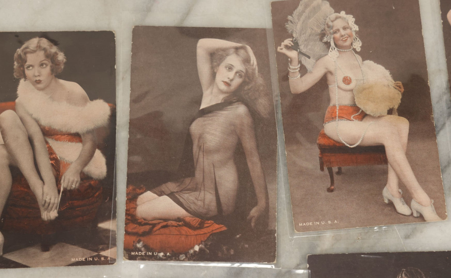 Lot 149 - Grouping Of Nineteen Vintage Risque And Semi Nude Women, Pin Up Arcade Cards, Pitch Cards, Postcard Sized