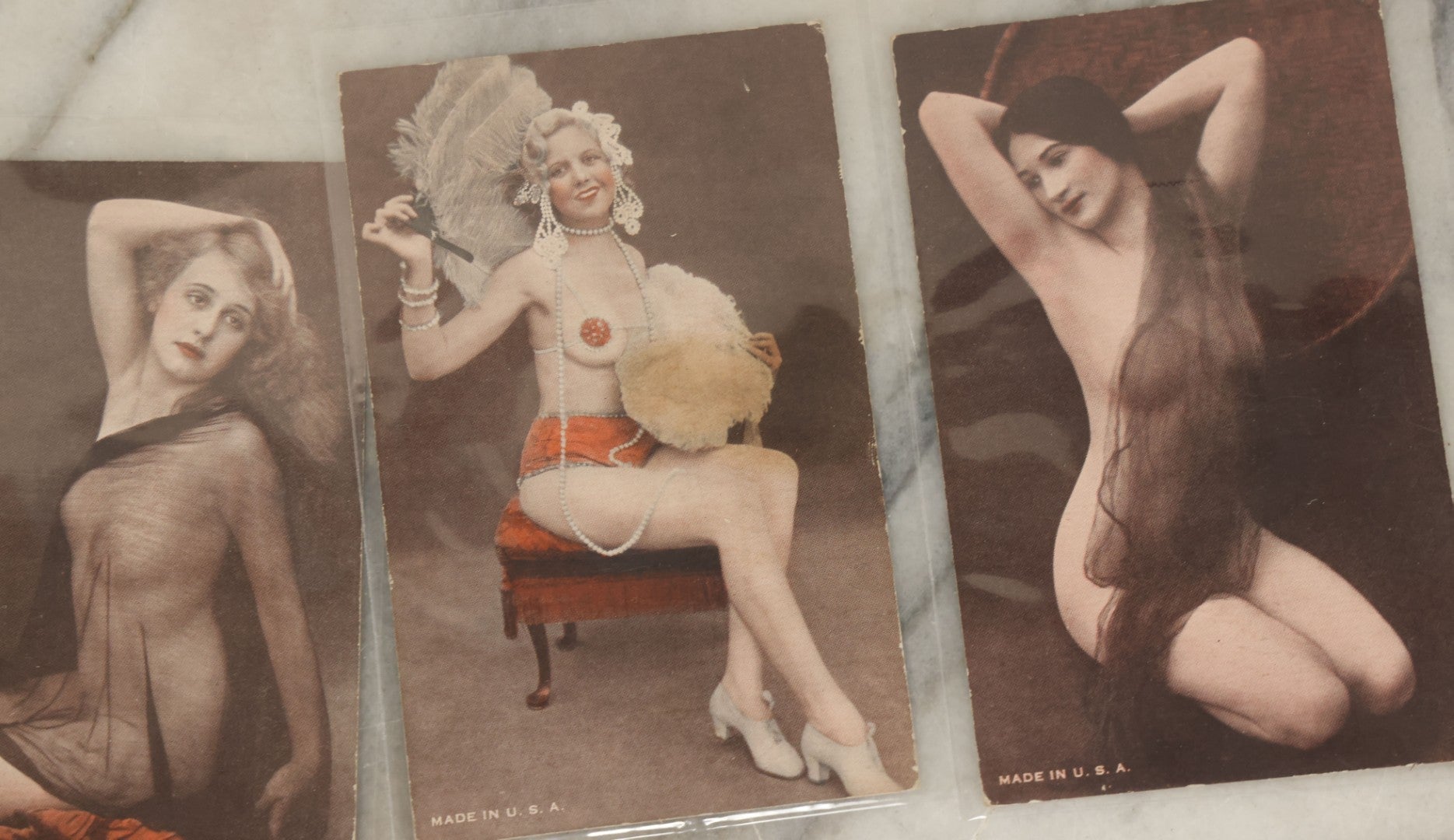 Lot 149 - Grouping Of Nineteen Vintage Risque And Semi Nude Women, Pin Up Arcade Cards, Pitch Cards, Postcard Sized