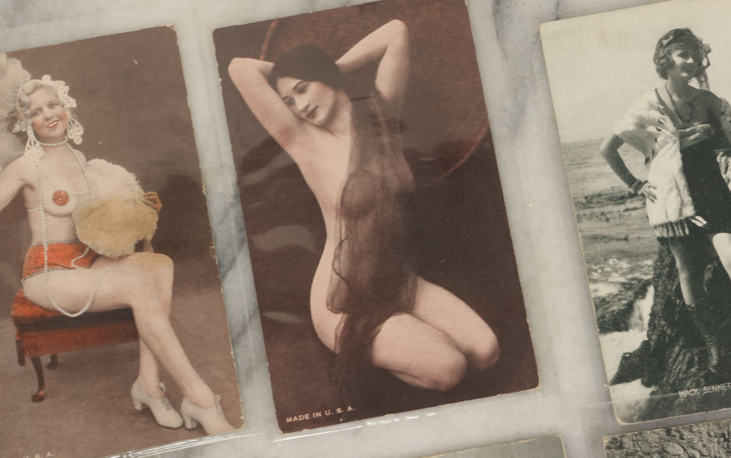 Lot 149 - Grouping Of Nineteen Vintage Risque And Semi Nude Women, Pin Up Arcade Cards, Pitch Cards, Postcard Sized
