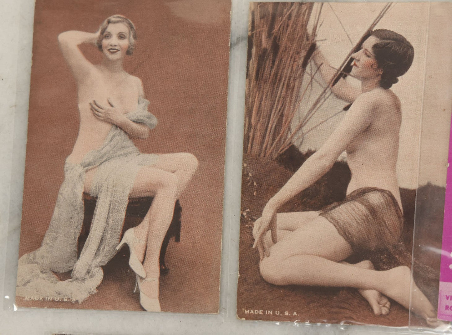 Lot 149 - Grouping Of Nineteen Vintage Risque And Semi Nude Women, Pin Up Arcade Cards, Pitch Cards, Postcard Sized