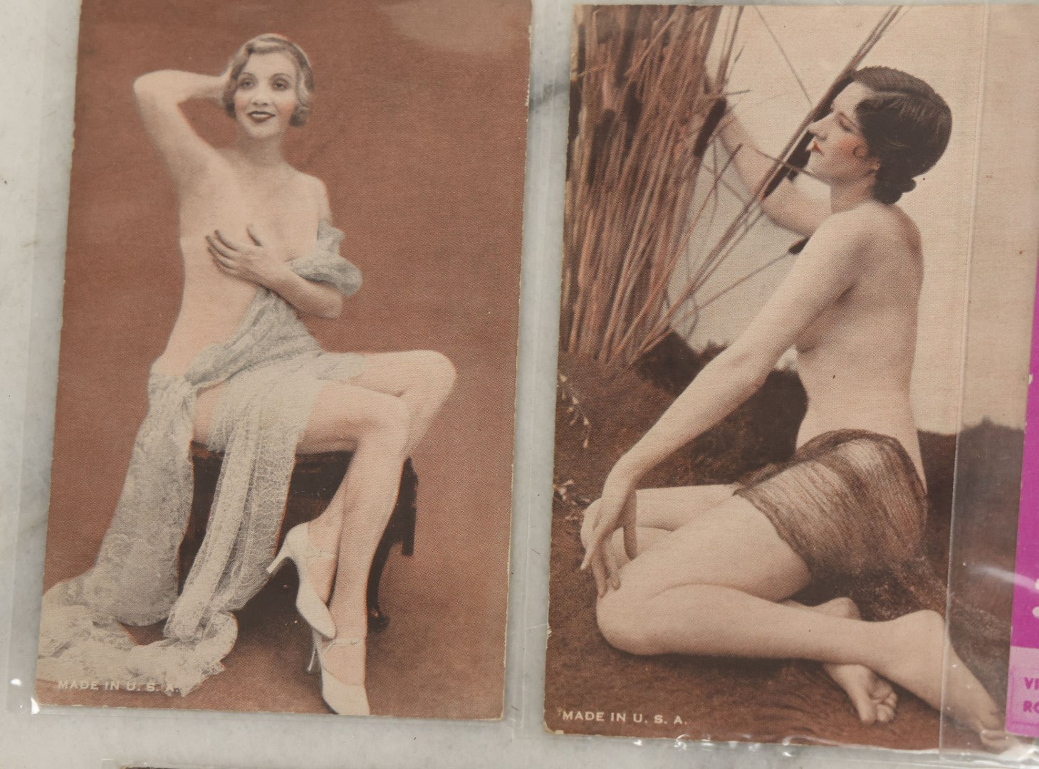 Lot 149 - Grouping Of Nineteen Vintage Risque And Semi Nude Women, Pin Up Arcade Cards, Pitch Cards, Postcard Sized