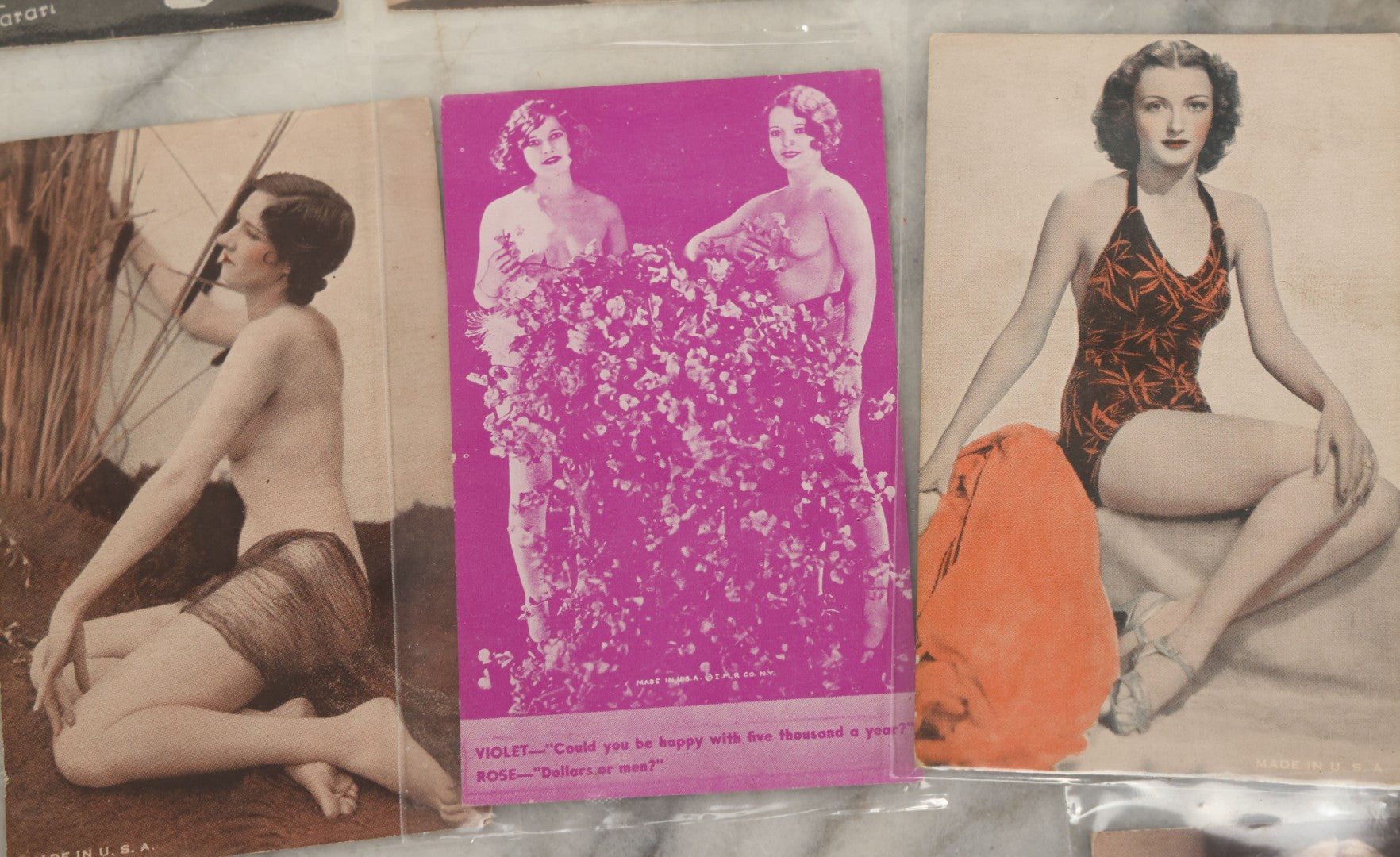 Lot 149 - Grouping Of Nineteen Vintage Risque And Semi Nude Women, Pin Up Arcade Cards, Pitch Cards, Postcard Sized